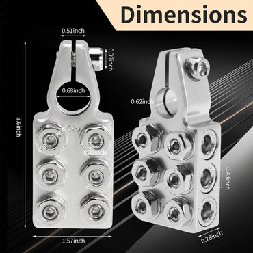 6x1/0 AWG Battery Post Terminal Connector 0 Gauge 12 Way Battery Terminal Clamps Replacement for Tapered Top Post