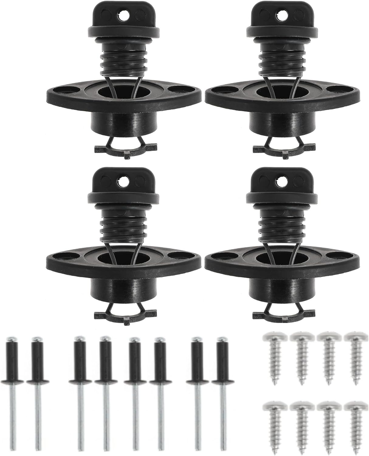 Kayak Drain Plug Kit Drain Stoppers Scupper Bung Plug Kit for Dinghy for Canoe for Boat with Screws and Blind Rivets (6Pcs)
