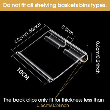 50pcs Labels for Storage Bins Plastic Label Clip, Basket Labels Clip On Wire Shelf Price Label Holder Merchandise Sign Display Holder, 50pcs Label Insert Included (3.54IN*1.57IN)