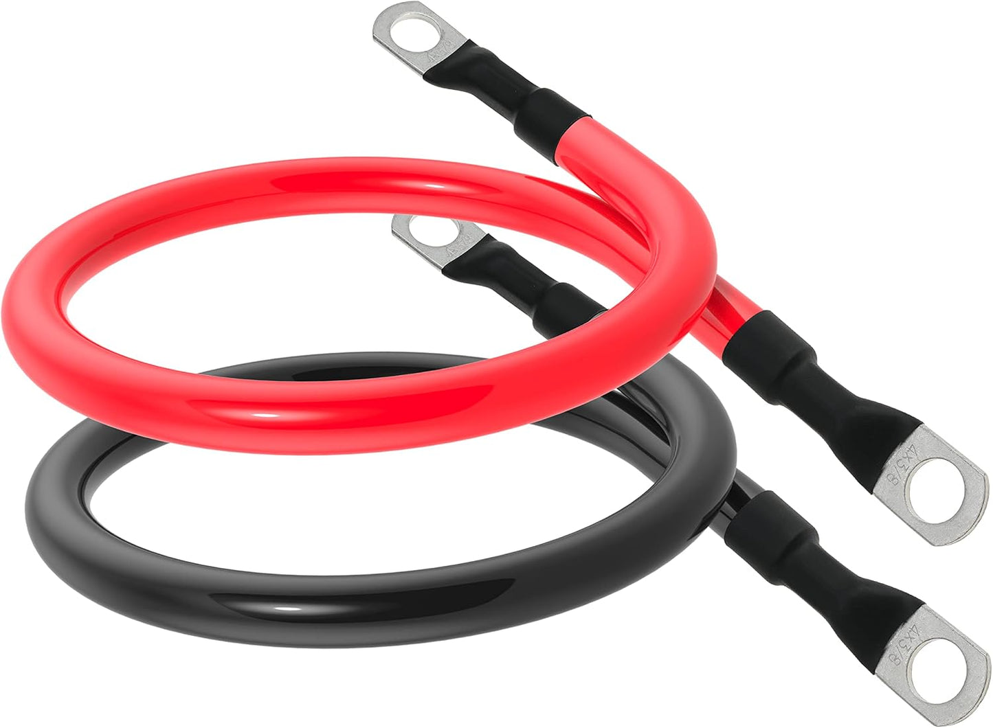 4 AWG Battery Cable 4AWG Gauge Pure Copper Battery Inverter Cables with 3/8 in Lugs Both Ends Power Inverter Wire Set for Automotive Solar Marine Boat RV Car Motorcycle Red and Black (3FT)