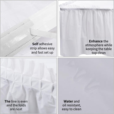 5 Pack Plastic Table Skirts for Rectangle Tables with 5 Pack Table Cloths, Blue Tableskirts and 54" x 108" Tablecloths, Disposable Tablecloth Skirt Table Covers for Party Birthday Baby Shower