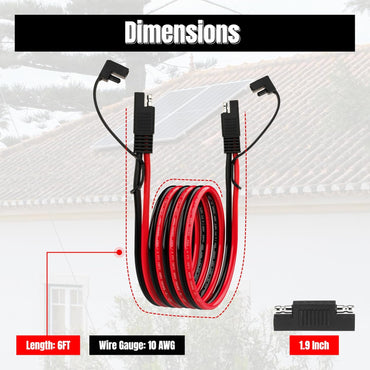 6FT 10AWG SAE Extension Cable, 10 AWG SAE Quick Disconnect Wire Harness 10 Gauge with Polarity Reverse Adapter for Solar Panel RV Battery Automotive and Marine Applications (10AWG 6FT)