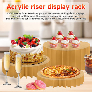 4-Pack Buffet Risers |Food Risers for Buffet Table,Black able Acrylic Risers Display Stands for Party | Cake Stand for Wedding, Birthday & Festive Tables (glod, 4 park)