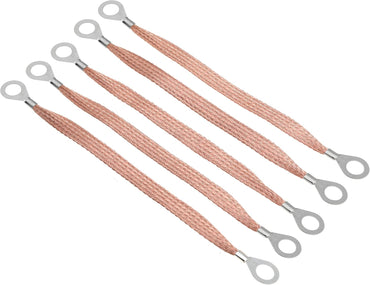 10" Braided Ground Strap 250mm Automotive Engine Copper Ground Strap with 1/2" Ring Terminal Engine grounding Kit 5PCS