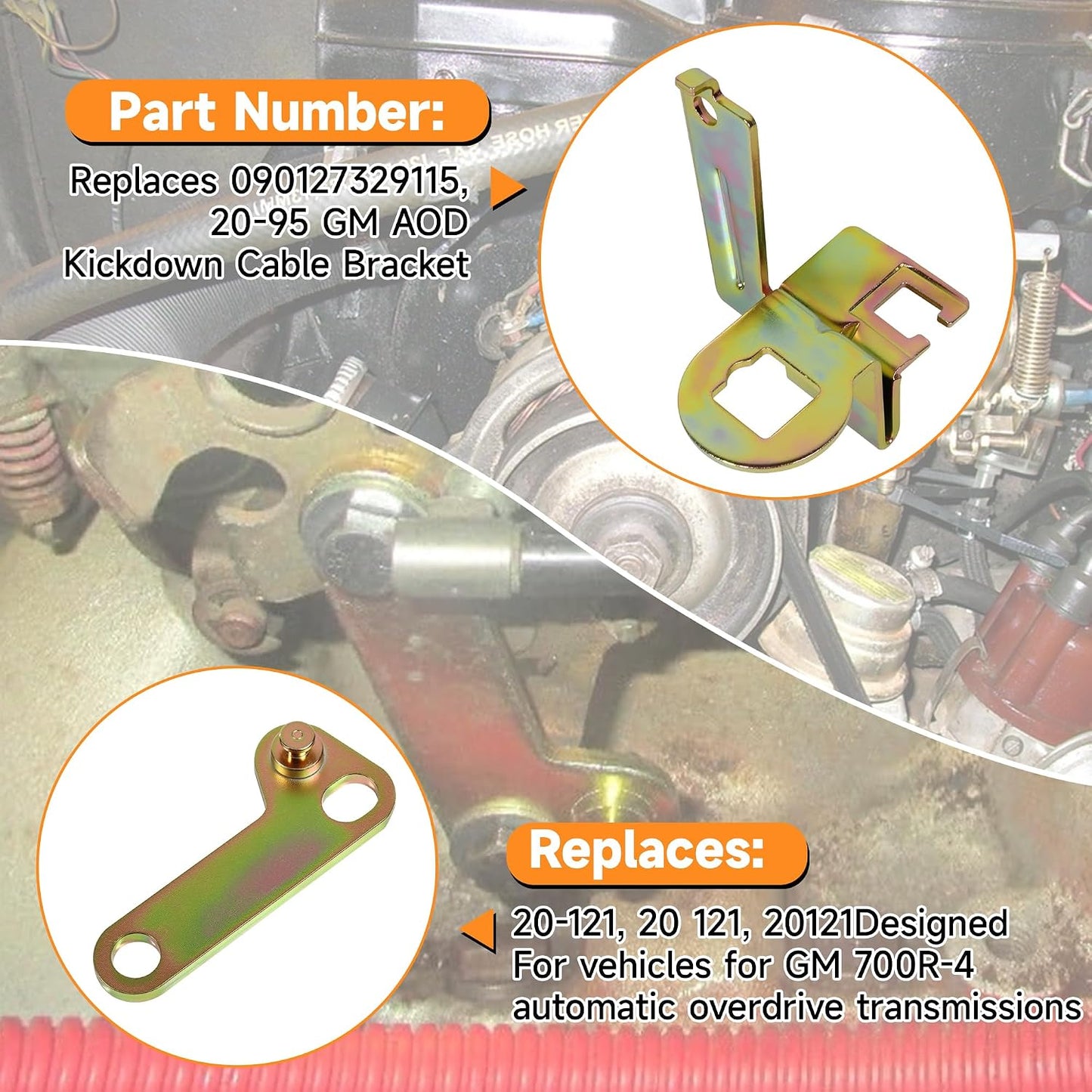 Kickdown Throttle Cable Bracket and Lever Extension Kit for 20-121 Carburetor for Holley 4150 4160 for 700R4 700R-4 Overdrive Automatic Transmission TV Cable