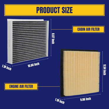 Engine and Cabin Air Filter for Ford F-150 F150 2015-2023 for Expedition 3.5L 2018-2024 for Lincoln Navigator 2018-2024 Replace CA10262 CF12150 FL3Z-19N619-A DR3Z-19N619A