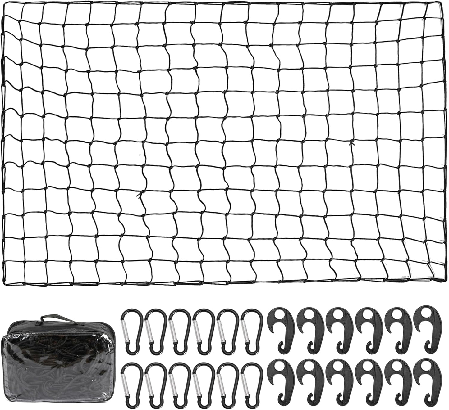 Cargo Net for Pickup Truck Bed, Truck Bed Netting for Cargo, 4' x 4' Bungee Net Stretches to 8' x 8' Truck Bed Cargo Net for Pickup Trucks Trailers