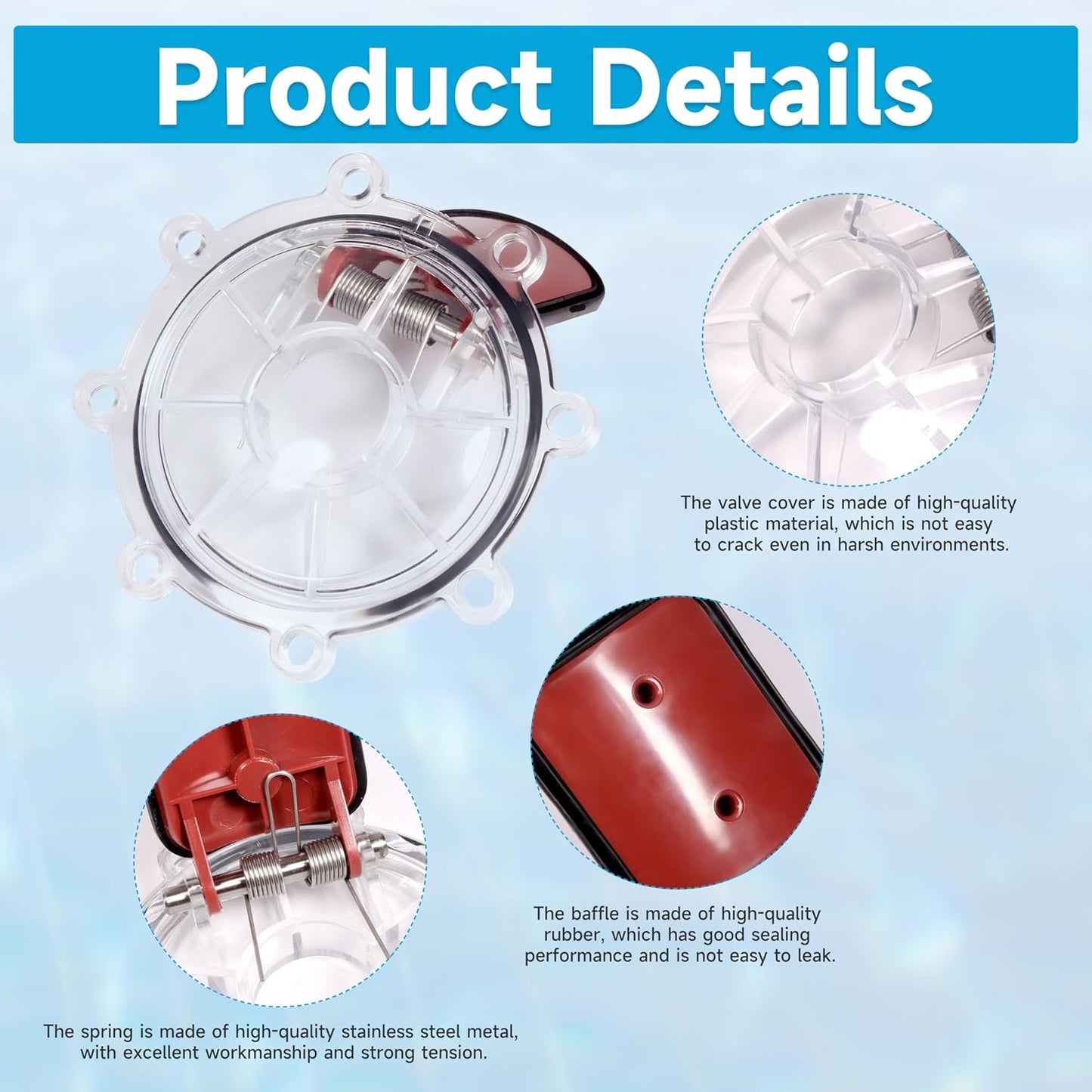 7056 Pool Check Valve Cover with Flapper Assembly for Zodiac for Jandy 7511 7512 7235 Spring Check Valve Biult in 7451 Flapper, 1132 O-Ring, 7236 Cover, 7304 Pin and 7302 Spring (Set of 2)
