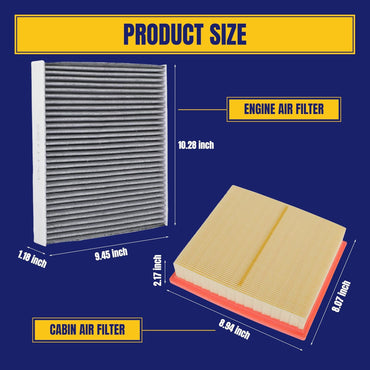 Engine and Cabin Air Filter Replace CA10755 CF11183 for Jeep Grand Cherokee 2011-2021 for Dodge Durango 2011-2021, 2 Pack