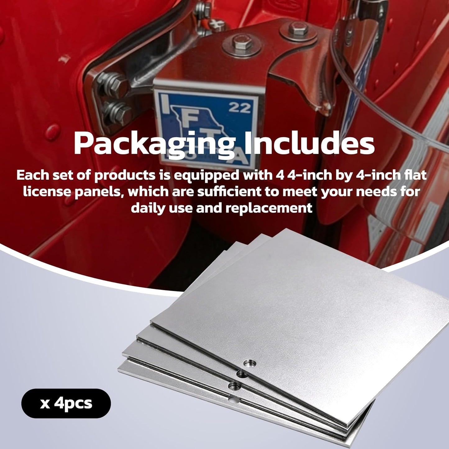 4 x 4 Flat Permit Panels Universal for IFTA Sticker Plate 4 x 4 Inch Permit Sticker Plate Tape Mount Metal Panel for Truck 4 PCS