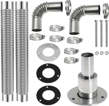 7.87 Inch Straight Corrugated Exhaust Pipe 24mm ID Exhaust Tube Connector Kit for Parking Air Heater Exhaust System, 2 Pack
