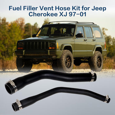 Fuel Filler Vent Hose Kit 52100131AD 52100132AB Replacement with Clamps for Jeep Cherokee XJ 1997-2001 (Black)