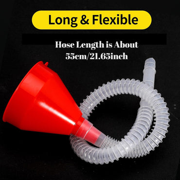 Small Flexible Plastic Oil Funnel for Oil Change Fuel Funnel with Long Hose Transmission Car Filling Fluid Funnel for Engine Oil Gas Fuel Gasoline Diesel(Red) (2)
