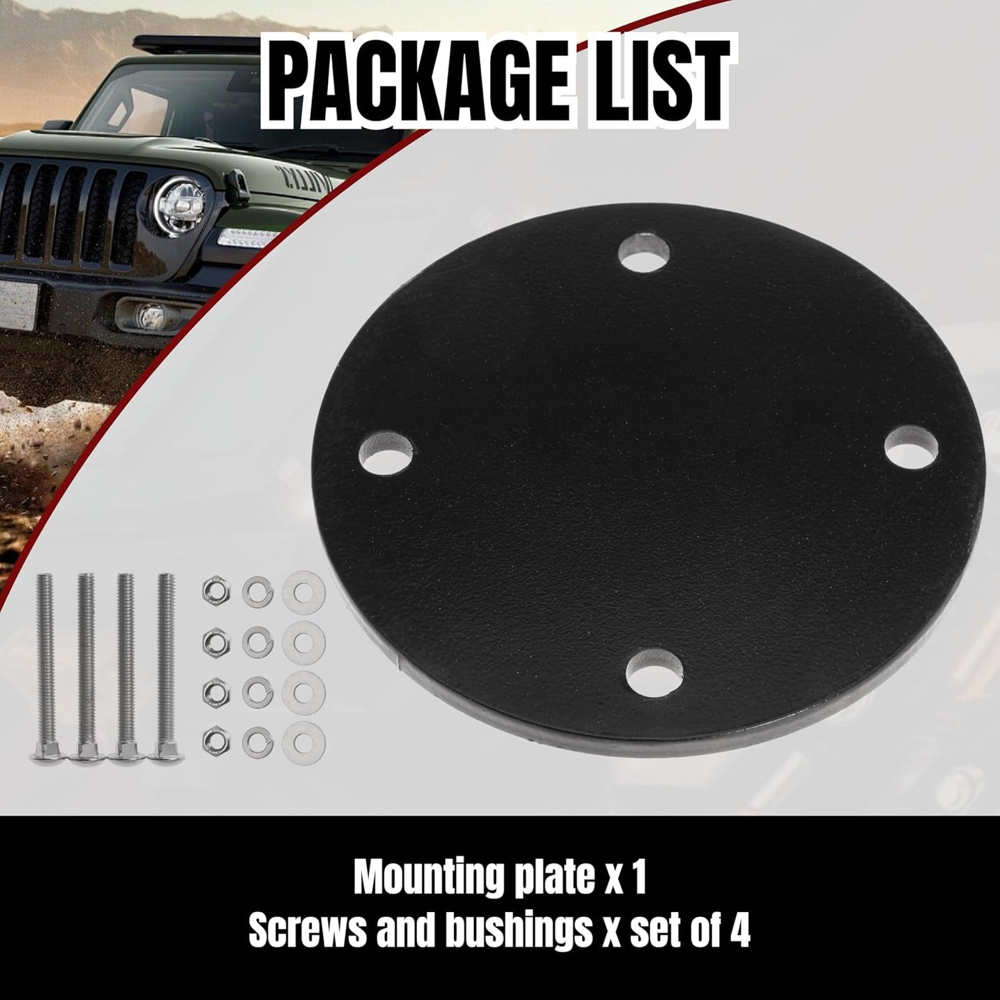 Heavy-Duty Mount Backing Plate Kit for Off-Road Ladder Roof Cargo Rack with Bushings