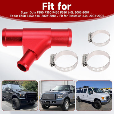 Radiator Coolant Y Tube Connector Pipe for Super Duty F250 F350, Red | For F450 F550 6.0L 2003-2007, For E350 E450 6.0L 2003-2010, For Excursion 6.0L 2003-2005