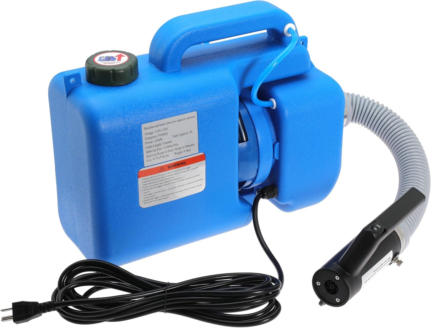 8L (2 Gallon) Electric ULV Fogger Machine Portable Mist Cold foggers Adjustable Flow Rate Atomizer Sprayer for Indoor and Outdoor Use