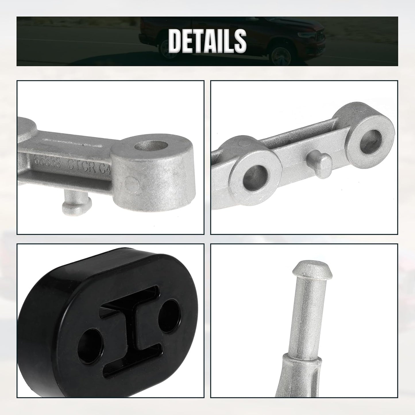 68275662AB Rear Left Exhaust Bracket Driver Side Muffler Support Assembly for Ram 1500 5.7 6.2 2019-2024 5.7L 6.2L with 2pcs Rubber Exhaust Hanger Insulator Support Bushing