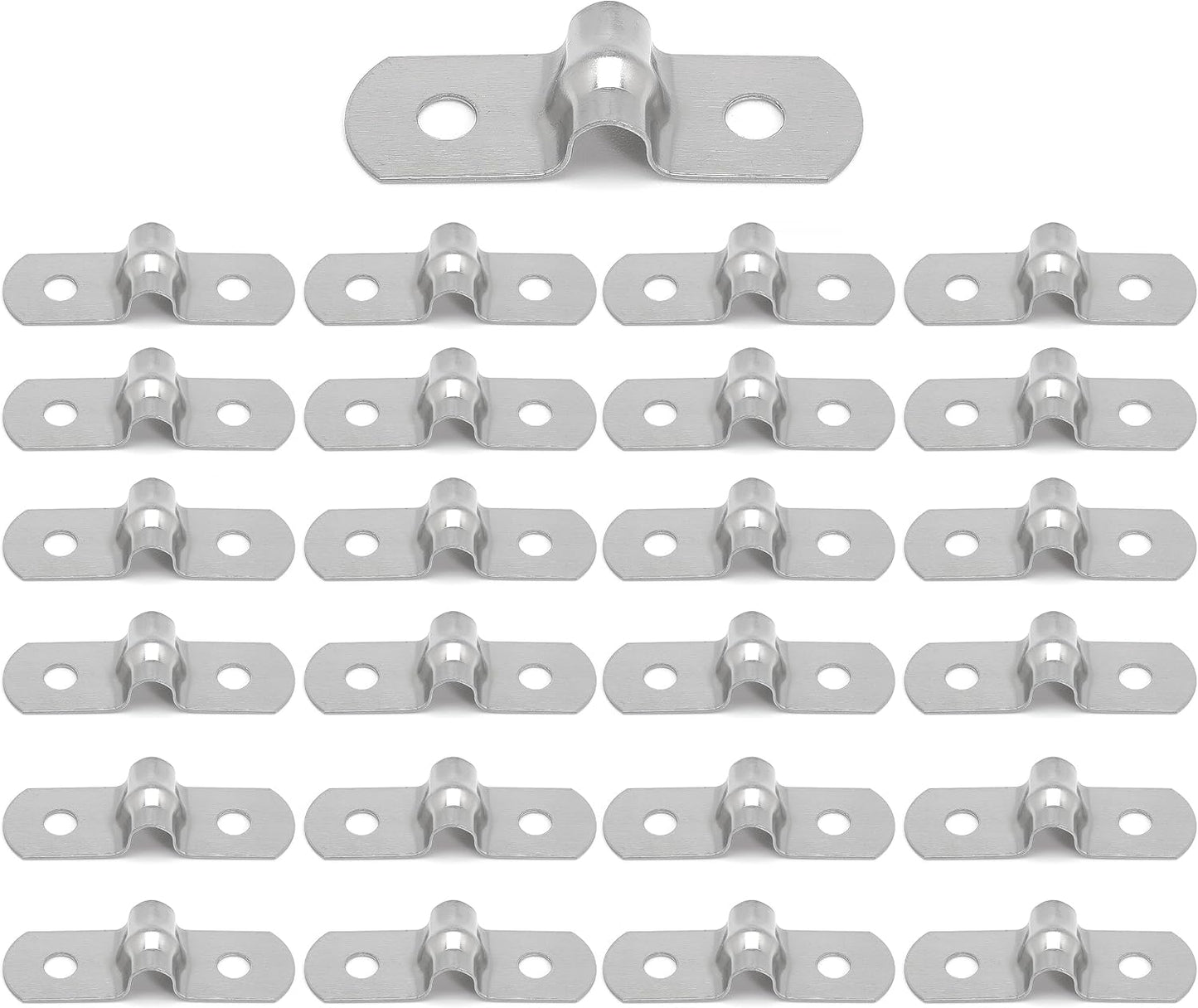 25 PCS M20 304 Stainless Steel Rigid Pipe Strap Two Hole Cable Strap u Bracket Pipe Clamps Heavy Duty Pipe Fasten Holder for Tube, Pipe or Wire Cord Installation (25, 20MM(3/4" ))