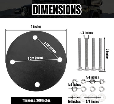 Heavy-Duty Mount Backing Plate Kit for Off-Road Ladder Roof Cargo Rack with Bushings