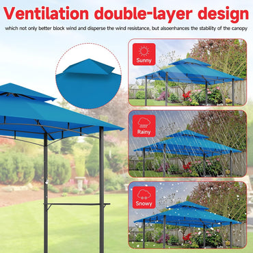 Grill Gazebo Replacement Canopy Top Only - 5' x 8' Outdoor BBQ Gazebo Canopy Roof, Waterproof Double Tiered Shelter Cover Fit for L-GG001PST-F