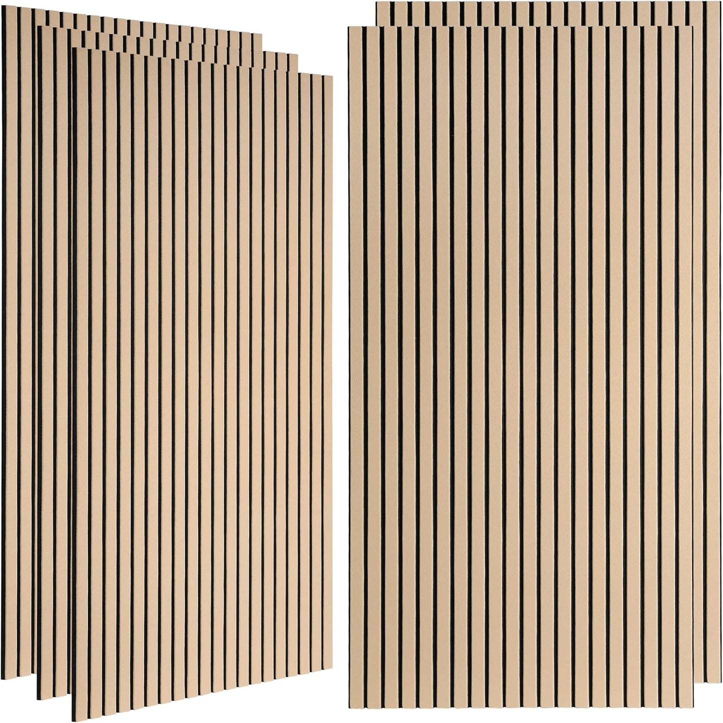 Large Wood Slat Acoustic Panels for Wall Sound Proof Panels for Wall Decor 47.2 x 23.6 x 0.4 Inch Wood Veneer Panels for Bedroom Home Studio Office (Walnut, 5 Pack)