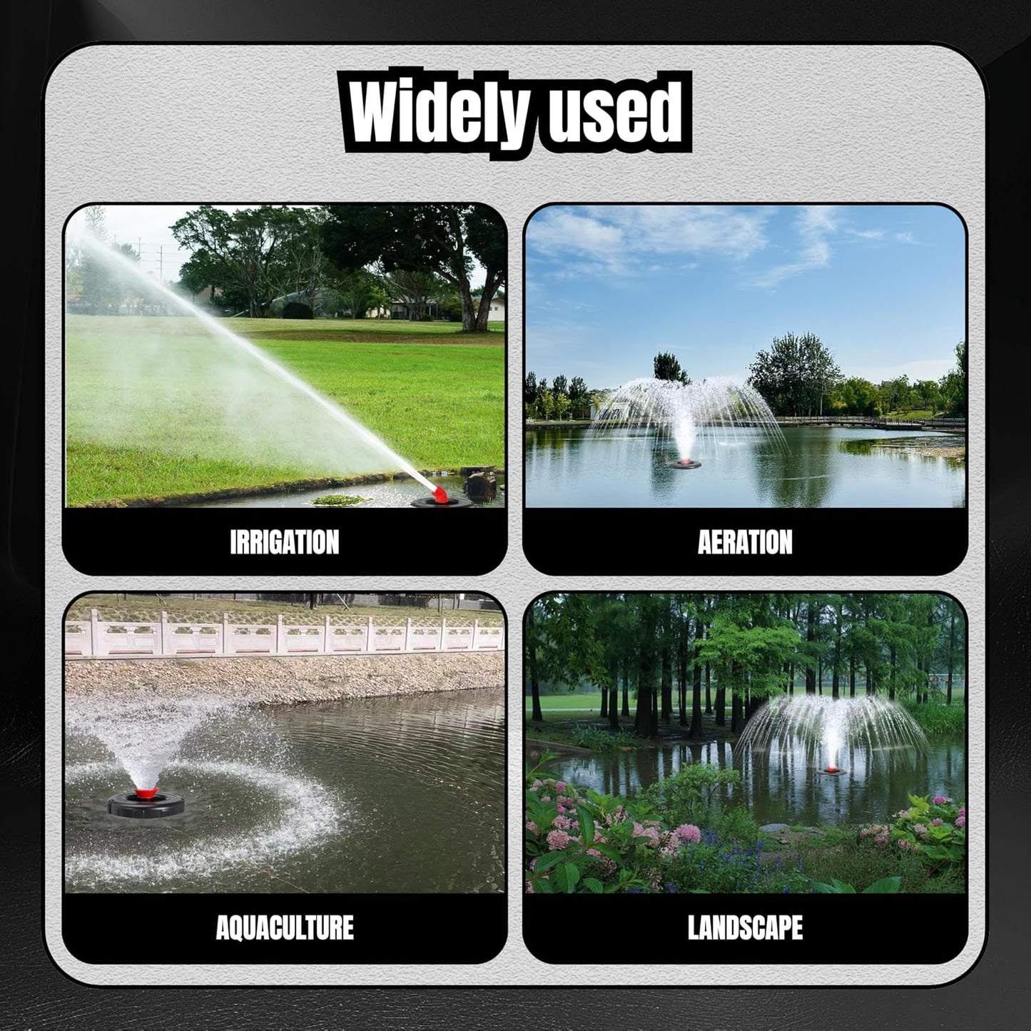 Pond Fountain Aerator Floating Aerating Pond Fountain Pump 120V 750W 1HP 15000 GPH with 120FT Power Cord Multifunctional Timer for Outdoor Ponds Lakes Water Gardens