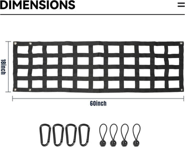60'' x 18'' Heavy Duty Tailgate Cargo Netting for Full Size Truck for Dodge Ram