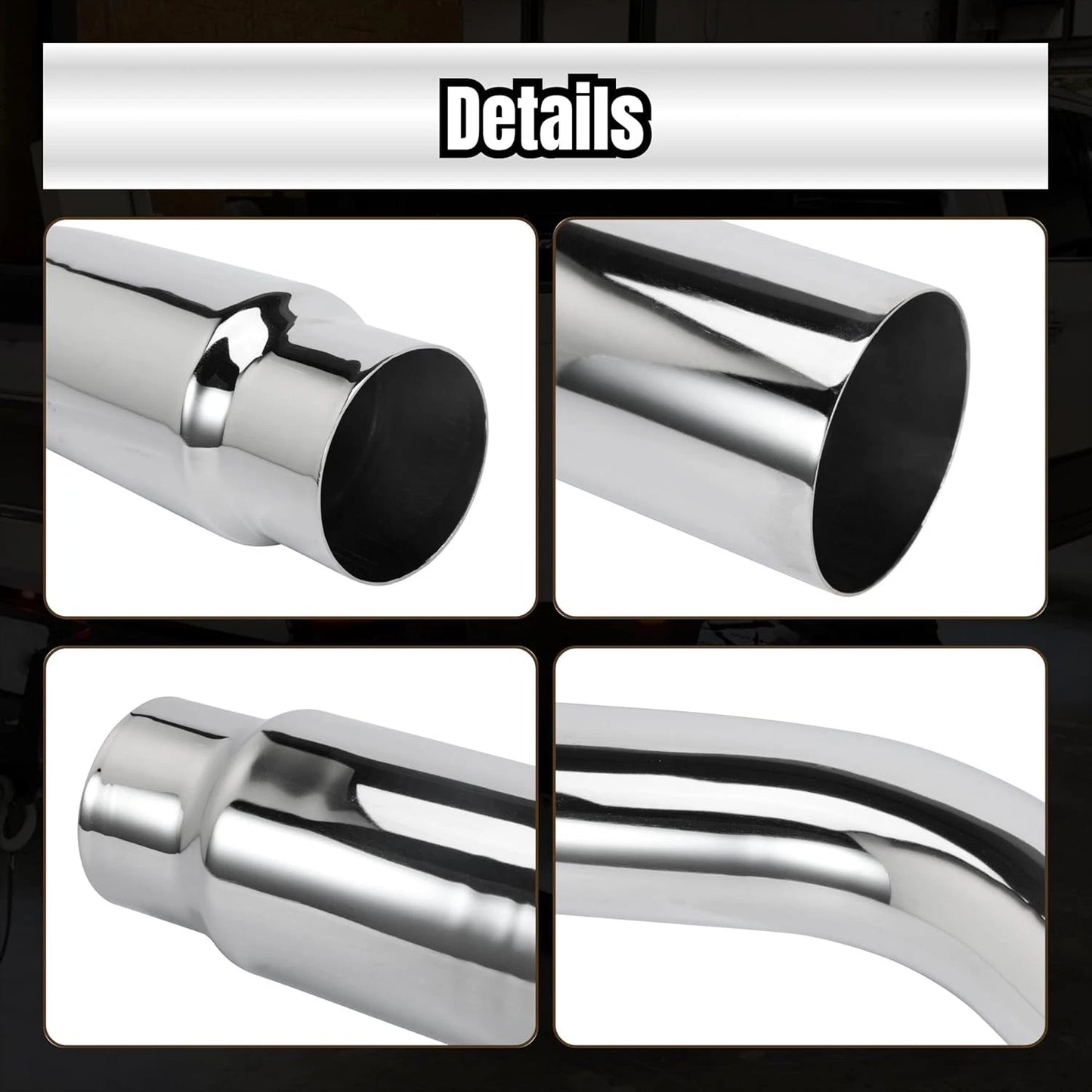4'' Diesel Exhaust Tips 4'' Inlet 6'' Outlet, 23" Long Chrome Exhaust Pipe Elbow