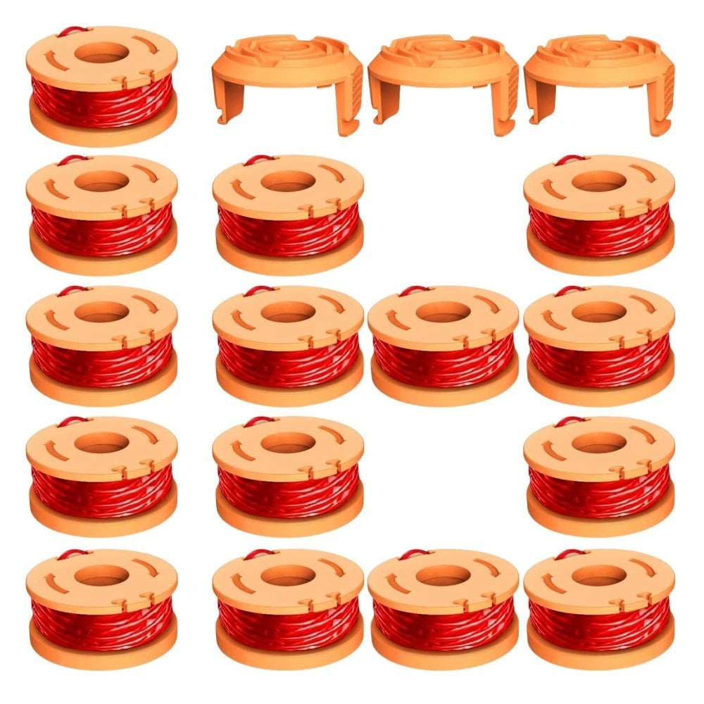 Trimmer Spools for Worx Weed Eater, 15 Trimmer Spools+3 Spool Caps, 150ft,0.065"