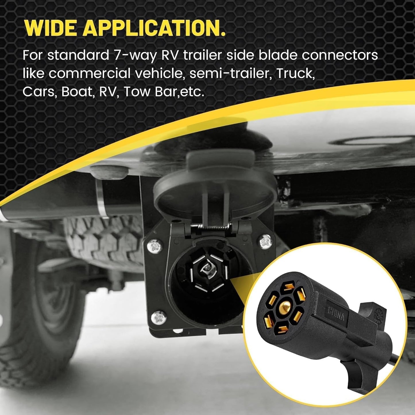 7 Way Round to 4 Way Flat Coiled Trailer Adapter, 10.5FT Extension Cable