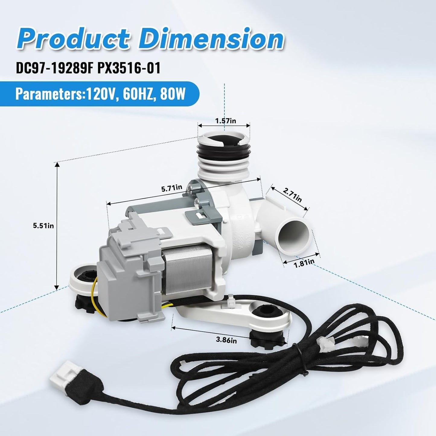 Washer Drain Pump Assembly For Samsung Washing Replaces DC97-19289F PX3516-01