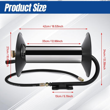 4000 PSI 100FT 3/8" NPT Heavy-Duty Steel Pressure Washer Hose Reel