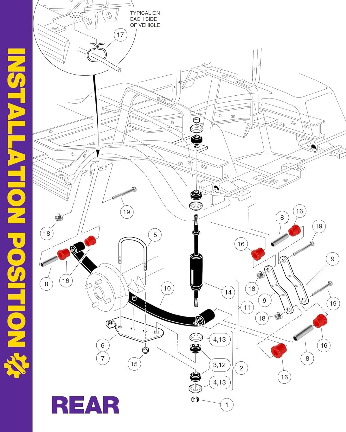 Spring Bushing Kit with Screw Nut for EZGO TXT 1994-Up TXT&1981-Up Club Car DS