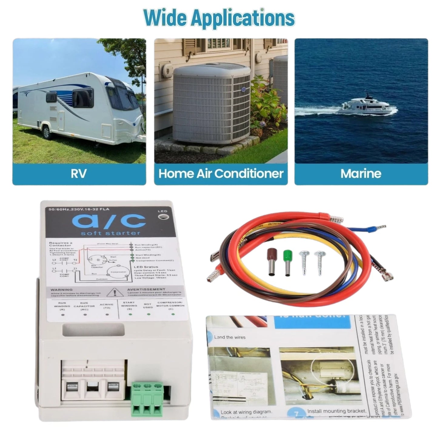 16-32A Air Conditioner Soft Start Kit for 4-7 Ton HVAC Air Conditioners for Home