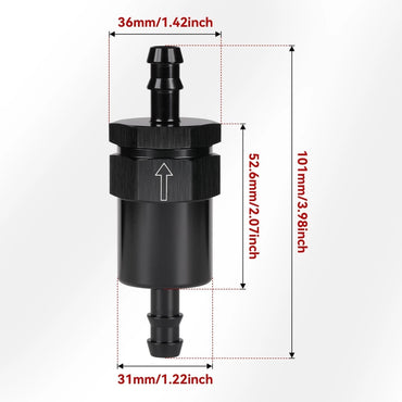 3/8" Barb Billet Inline Fuel Filter 30 Micron Aluminum for Car Fuel Systems