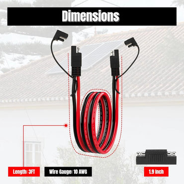 3FT 10AWG SAE Extension Cable, SAE Connector Cable Quick Disconnect