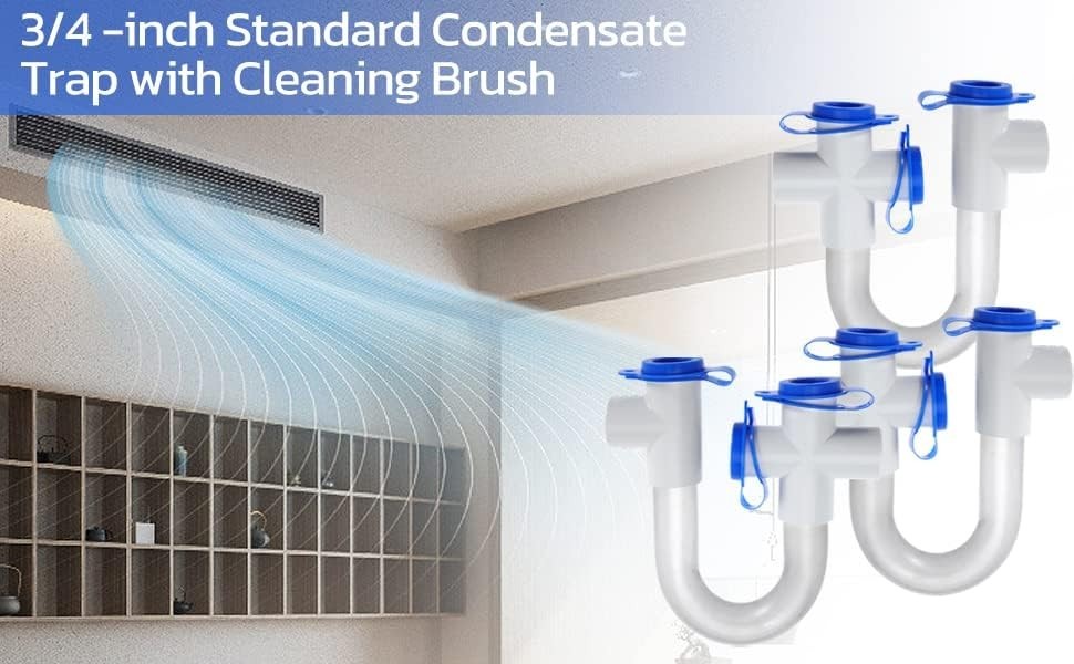 3/4 Clear PVC Condensate P-trap for HVAC Systems Air Conditioner,Pack of 3