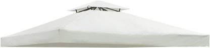 Gazebo Canopy Replacement Top - 10x10 FT Double Tiered Canopy Cover, Off White