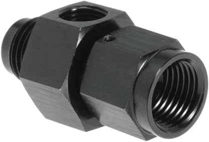 6AN Female to 6AN Male Flare Fuel Pressure Take Off Hose Pipe Adapter Fittings with 1/8 NPT Port Fuel Line Tube Pipe Connector Black 2PCS