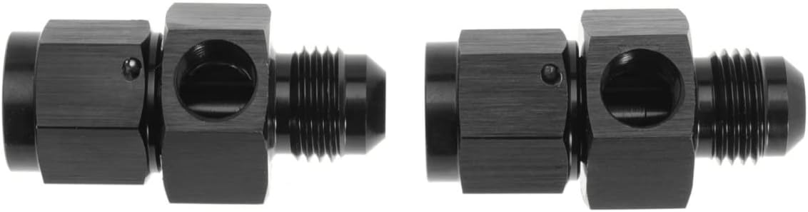 6AN Female to 6AN Male Flare Fuel Pressure Take Off Hose Pipe Adapter Fittings with 1/8 NPT Port Fuel Line Tube Pipe Connector Black 2PCS