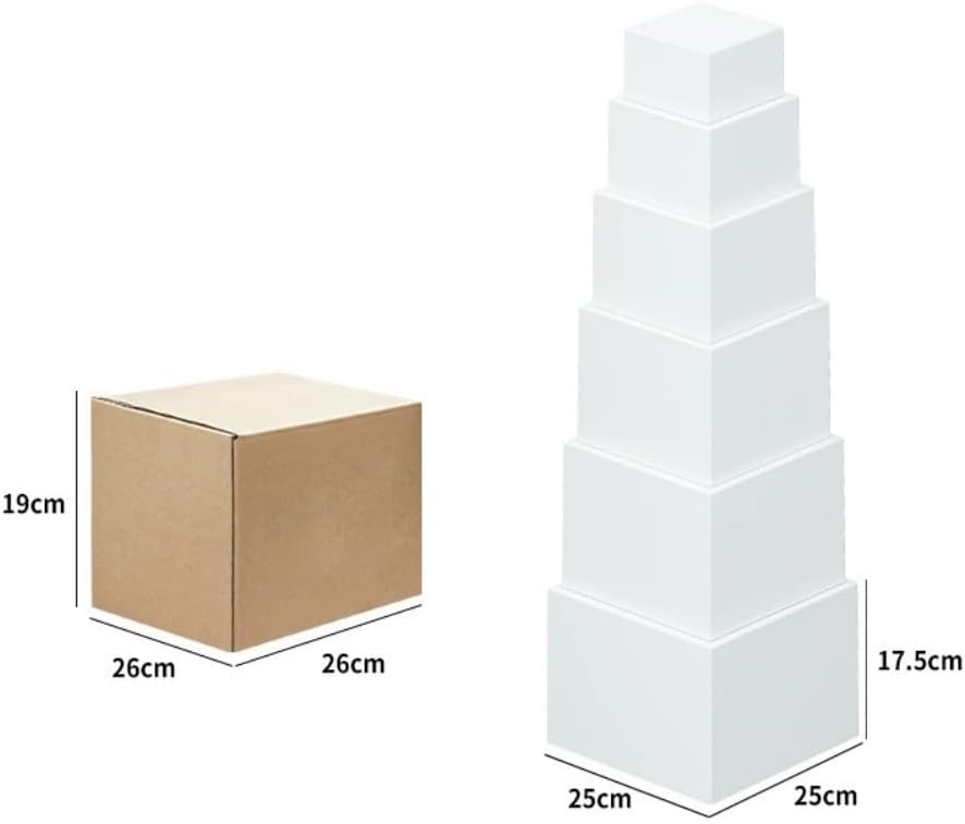 Buffet Risers Set of 6 Food Display Risers for Party, White Dessert Stands, Acrylic Cube Boxes Display Nesting for Buffet Table Catering Dessert (M-5" 6" 7" 8" 9" 10")