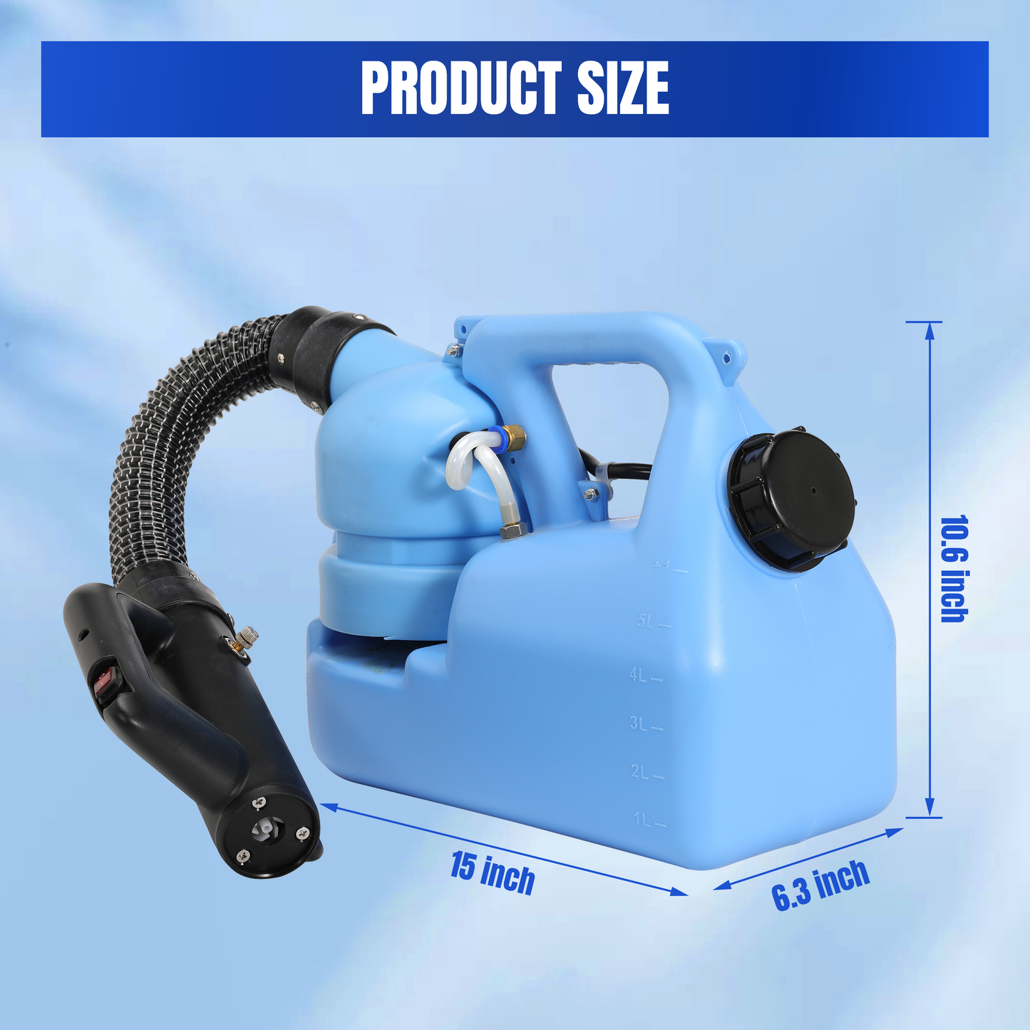 6L (1.58 Gallon) Electric ULV Fogger Machine, 1200W Portable Sprayer with Adjustable Particle Size