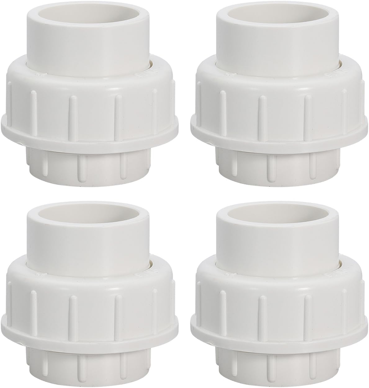 1" PVC Union Coupling Pipe Fitting PVC Adapter Schedule 40, EPDM O-Ring, 1 inch Slip Coupling Fitting (Socket x Socket), 2 Pack, White