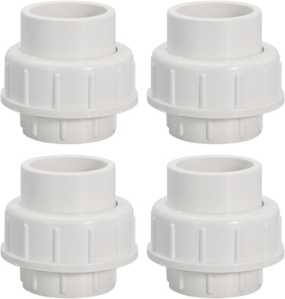 1" PVC Union Coupling Pipe Fitting PVC Adapter Schedule 40, EPDM O-Ring, 1 inch Slip Coupling Fitting (Socket x Socket), 2 Pack, White
