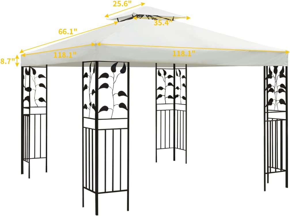 Gazebo Canopy Replacement Top - 10x10 FT Double Tiered Canopy Cover, Off White