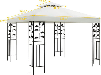 Gazebo Canopy Replacement Top - 10x10 FT Double Tiered Canopy Cover, Off White