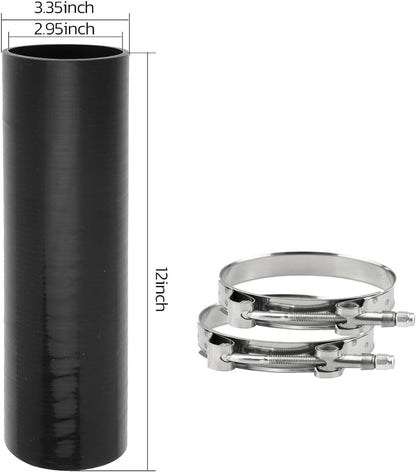 3 Inch Straight Silicone Hose For Turbo Intercooler Intake Silicone Hose Black with Clamp