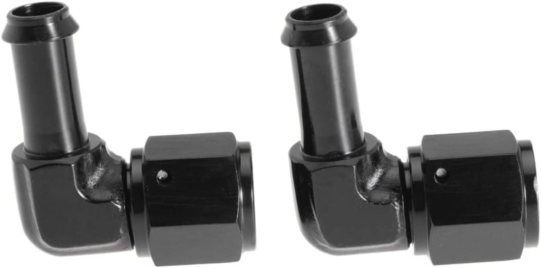 Female AN6 to 3/8 Hose Fuel Fittings 90 Degree Swivel Oil Line Pipe Adapter Black 2PCS