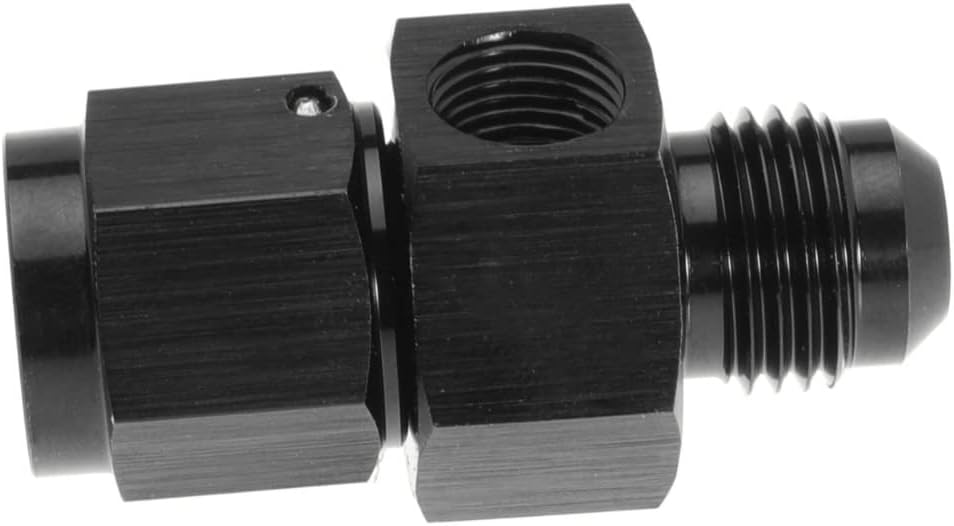 6AN Female to 6AN Male Flare Fuel Pressure Take Off Hose Pipe Adapter Fittings with 1/8 NPT Port Fuel Line Tube Pipe Connector Black 2PCS