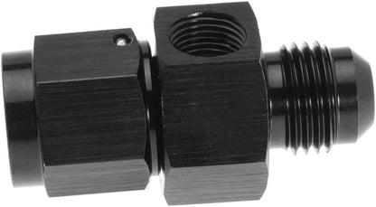 6AN Female to 6AN Male Flare Fuel Pressure Take Off Hose Pipe Adapter Fittings with 1/8 NPT Port Fuel Line Tube Pipe Connector Black 2PCS